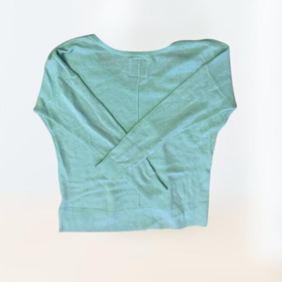 Y2k 2000s Abercrombie and Fitch Teal V-neck Pullover Sweater Women's size S Prep - Picture 5 of 5